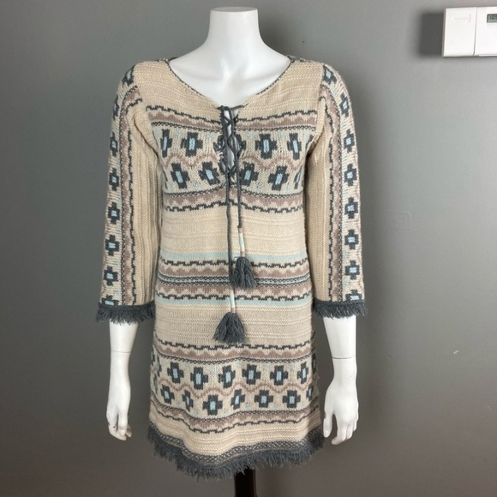 Max Studio sweater dress l/s nordic southwestern aztec cashmere‎ small